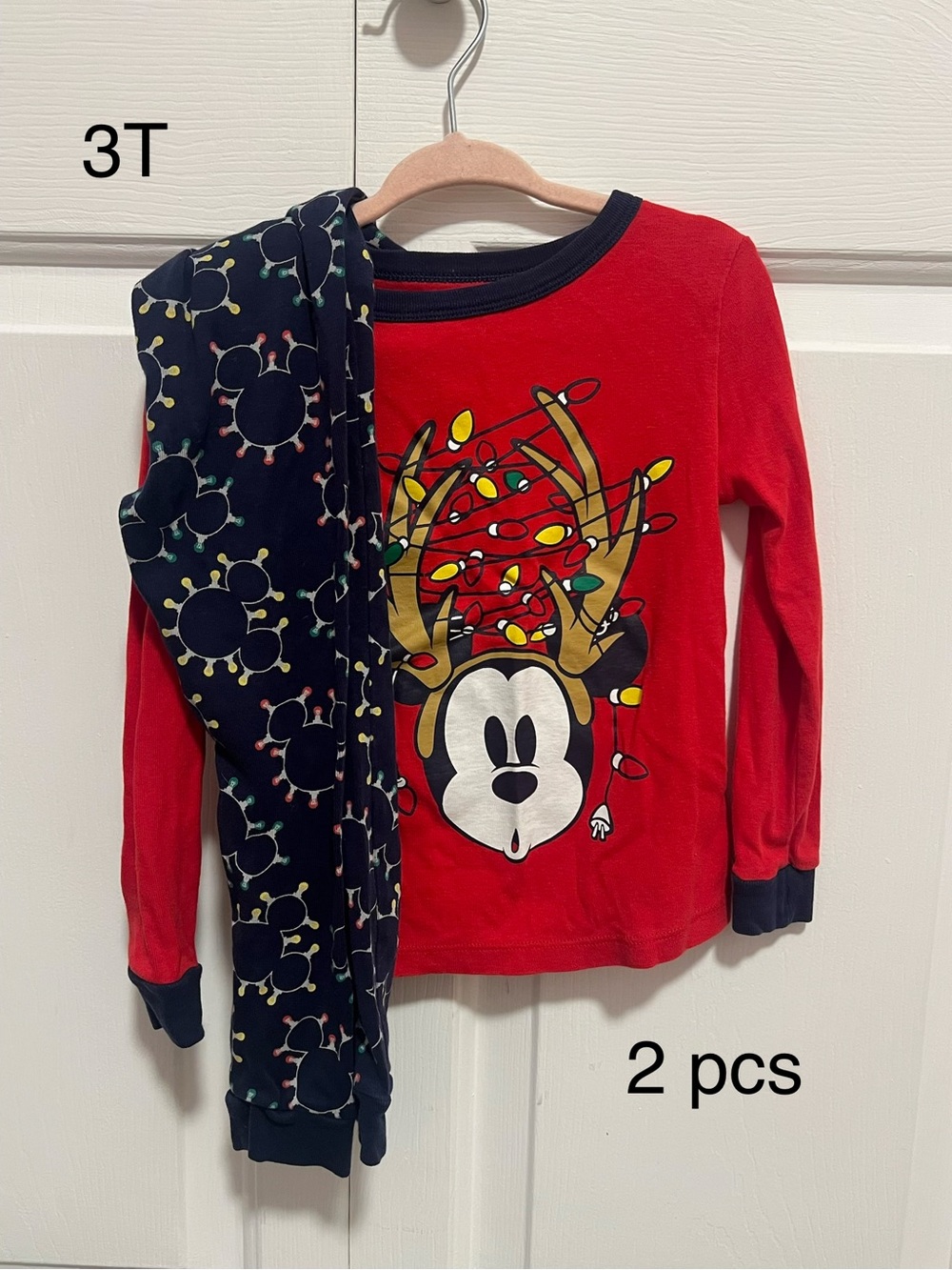 Red Mickey Mouse Holiday Pajama Top - Kids